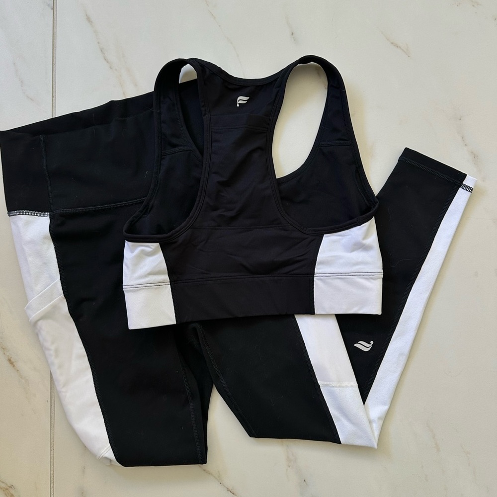 Fabletics Black and White Activewear Set